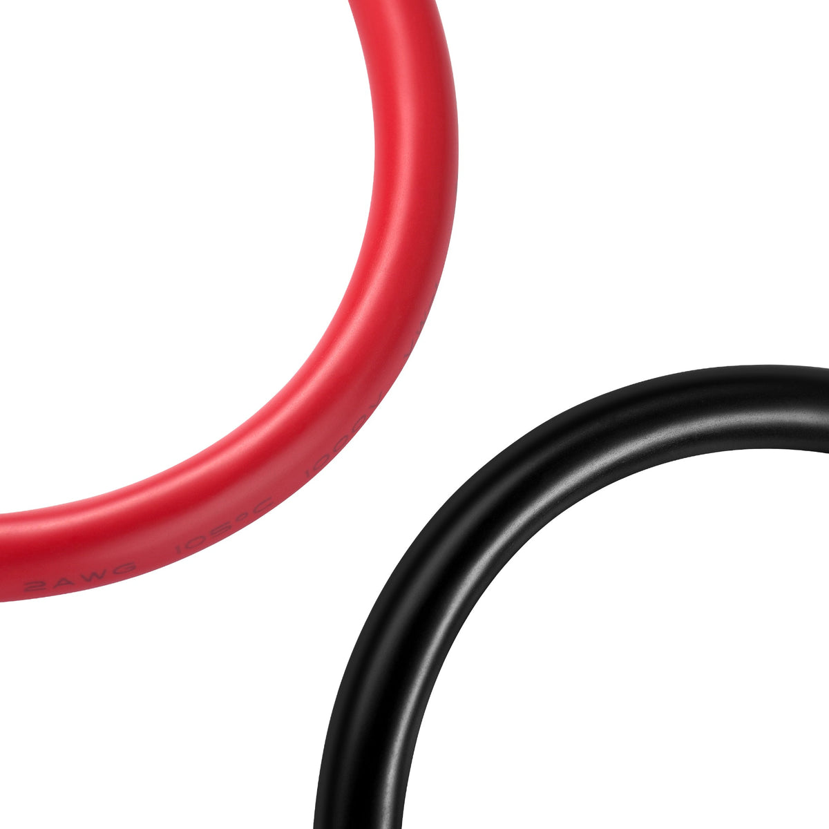 2 Gauge 5/16” Battery Cables | Pair of 2AWG Red and Black Pure Copper Inverter Battery Cables with 5/16” Lugs