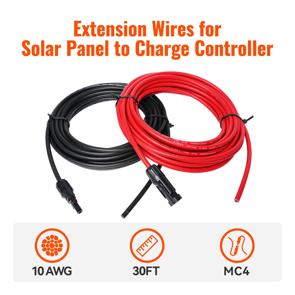 10 Gauge Extension Cable to Connect Solar Panel to Charge Controller