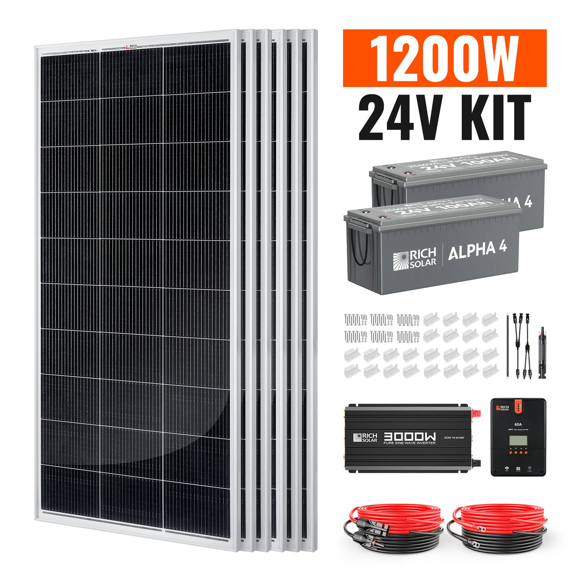 1200 Watt 24V Complete Solar Kit