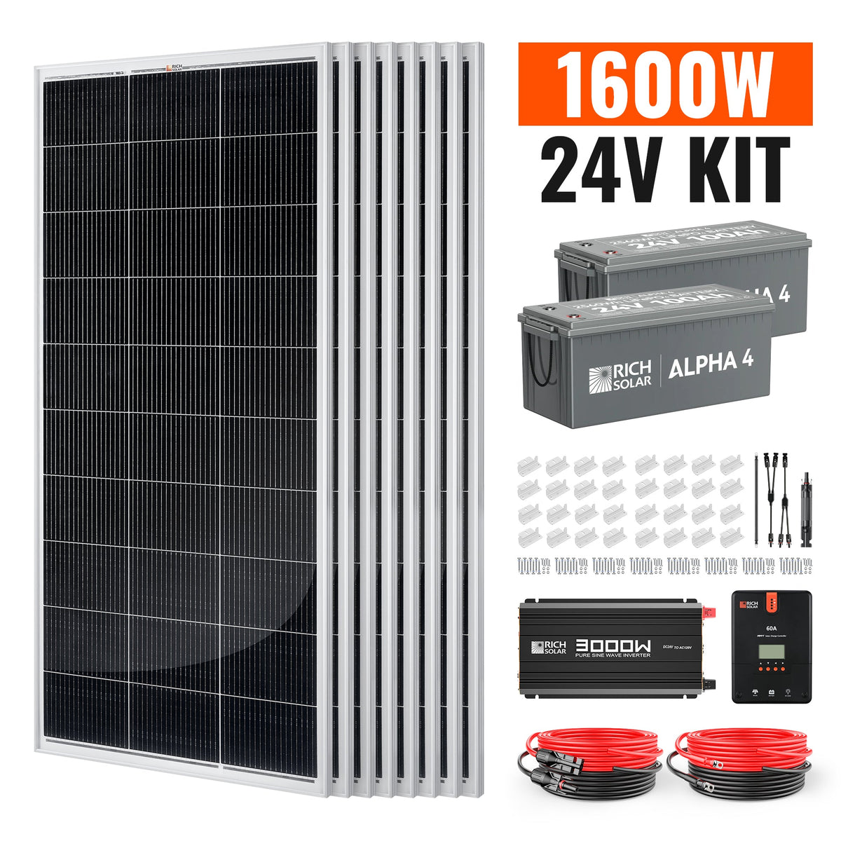 1600 Watt 24V Complete Solar Kit