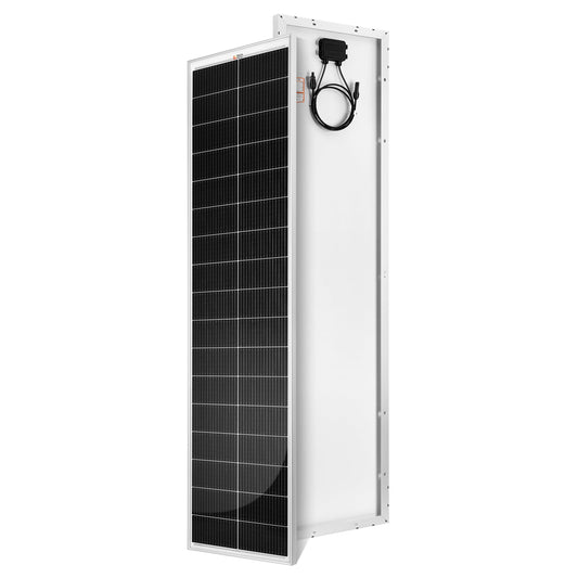 MEGA 130 SLIM | 130 Watt Slim Solar Panel | Compact 12V Narrow Panel for Vans, Campers, Boats  | UL Certified