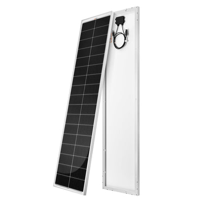 MEGA 130 SLIM | 130 Watt Slim Solar Panel | Compact 12V Narrow Panel for Vans, Campers, Boats  | UL Certified