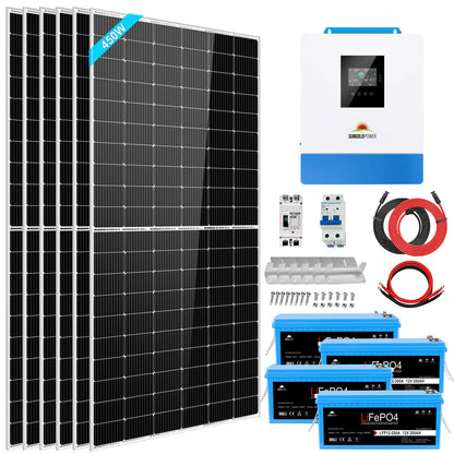 Solar Kit 5000W 48V 120V output 10.24KWH Lithium Battery 2700 Watt Solar Panel SGK-5PRO