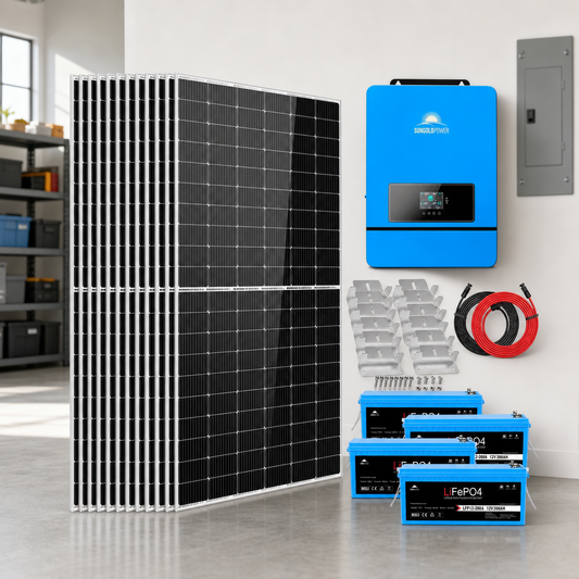 Complete Off Grid Solar Kit 8000W 48V 120V/240V output 10.24KWH Lithium Battery 5400 Watt Solar Panel SGK-8MAX lifestyle hero image