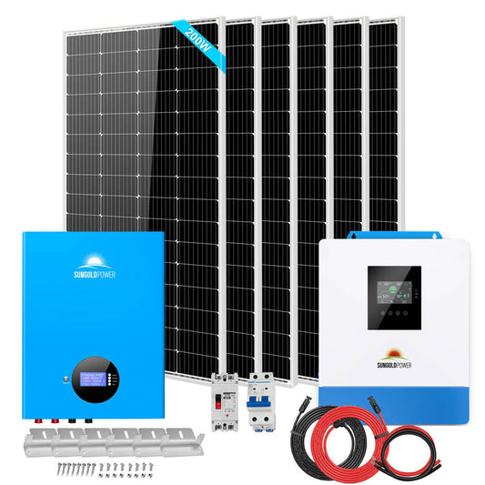 Off-Grid Solar Kit 5000W 48VDC 120V 5.12KWH Battery 6 X 200 Watts Solar Panels SGM-5K5E