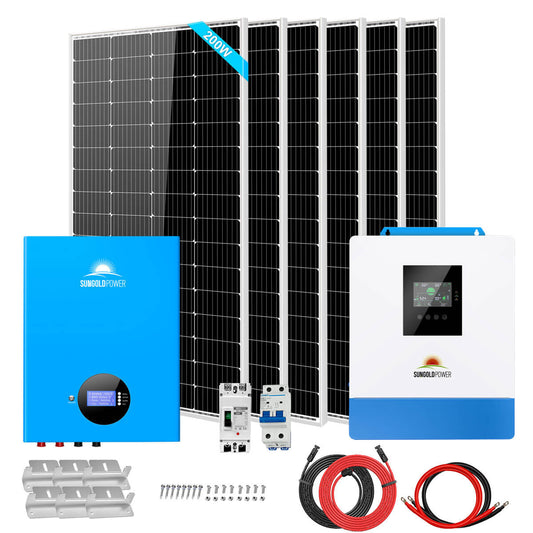 Off-Grid Solar Kit 5000W 48VDC 120V 5.12KWH Battery 6 X 200 Watts Solar Panels SGM-5K5E