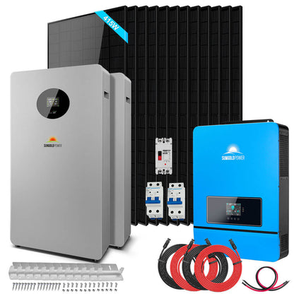 OFF GRID SOLAR KIT 12 X 415 WATTS SOLAR PANELS 20.48KWH LITHIUM BATTERY 8000W SOLAR INVERTER 48VDC 120V/240V SGM-8K20
