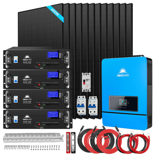 OFF GRID SOLAR KIT 12 X 415 WATTS SOLAR PANELS 20.48KWH LITHIUM BATTERY 8000W SOLAR INVERTER 48VDC 120V/240V SGM-8K20