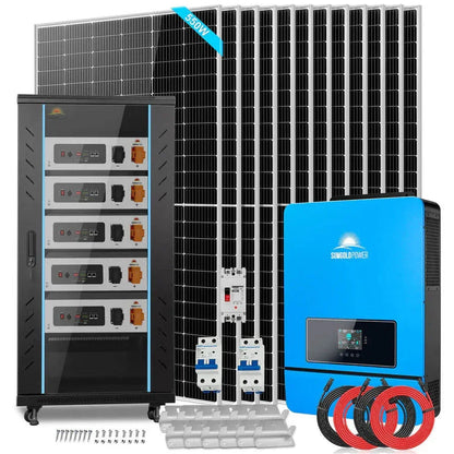 Off Grid Solar Kit 10KW 48VDC 120V/240V 25.6KWH Lithium Battery 12 X 550 Watts Solar Panels SGR-10K25