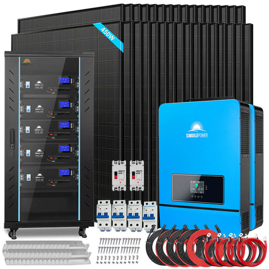 OFF GRID SOLAR KIT 16KW 48VDC 120V/240V LIFEPO4 25.6KWH LITHIUM BATTERY 32 X 415 WATTS SOLAR PANELS SGR-16K25E