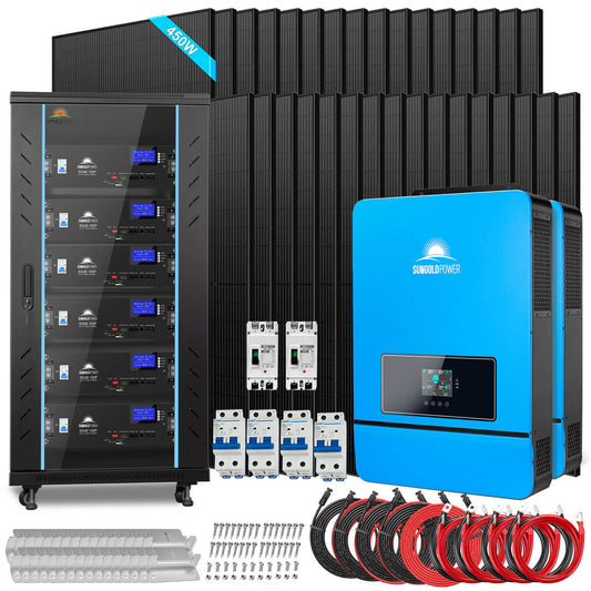 OFF GRID SOLAR KIT 20KW 48VDC 120V/240V LIFEPO4 30.72KWH-32.14KWH LITHIUM BATTERY 32 X 450 WATTS SOLAR PANELS SGR-20K30E