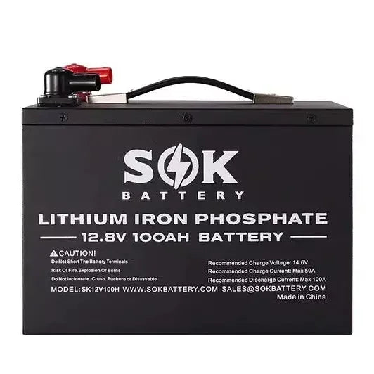 SOK Battery 12V 100Ah LiFePO4 4D Battery Bluetooth & Built-in Heater Option