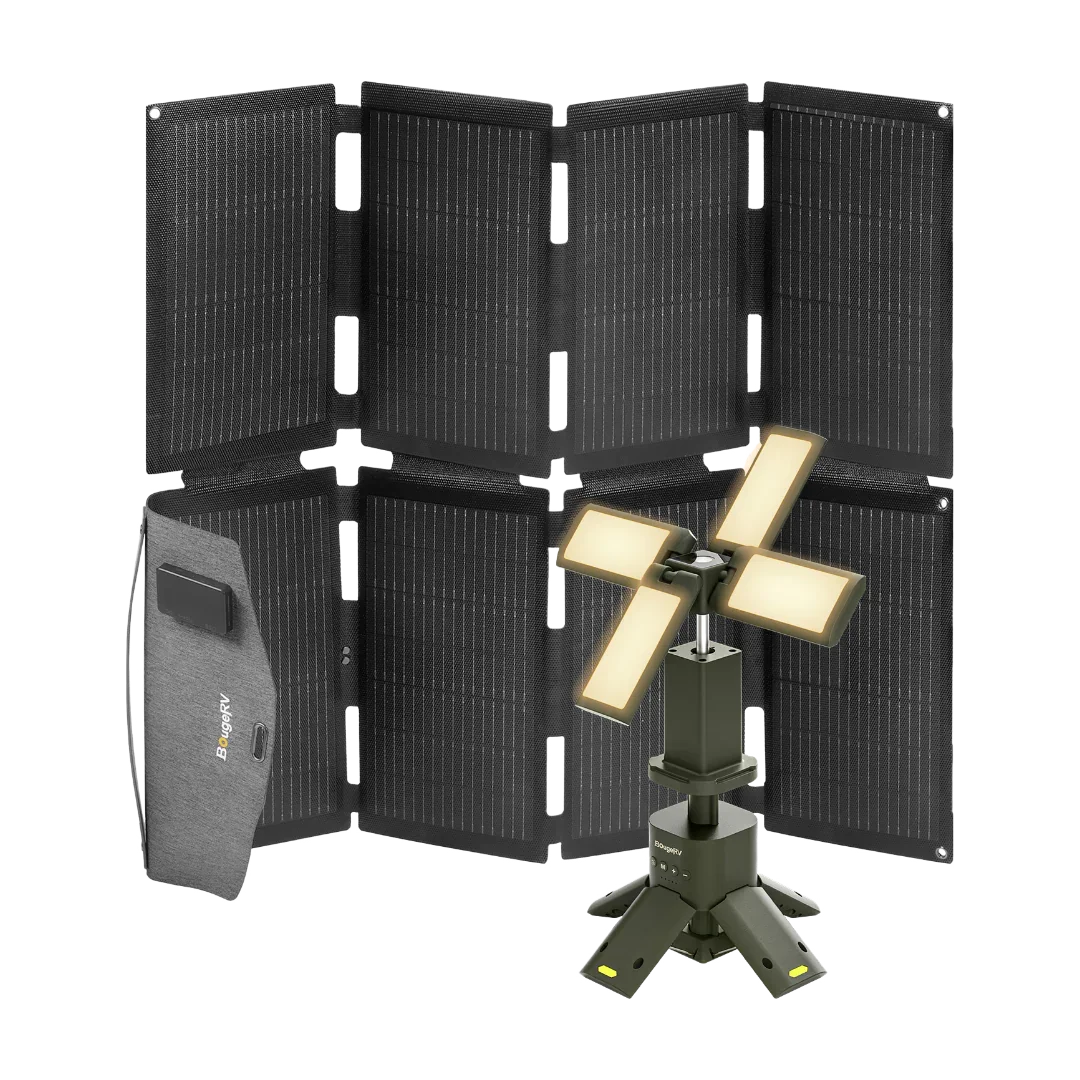 BougeRV 100W N-Type Fiberglass Foldable Portable Solar Panel