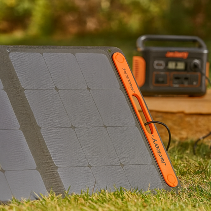 SolarSaga 100W Foldable Portable Bifacial Solar Panel Add On for Explorer Portable Power Stations lifestyle hero image