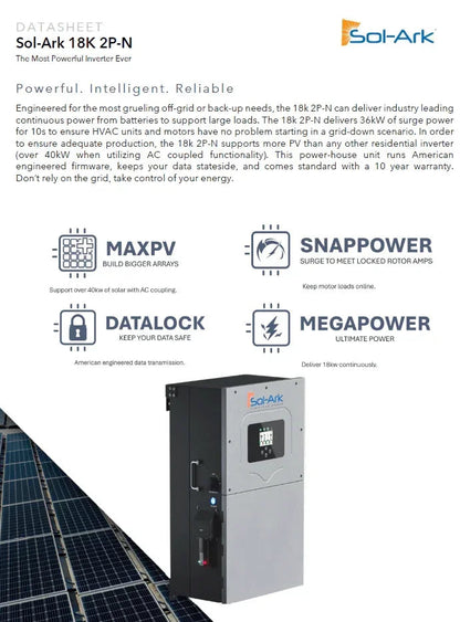 Sol-Ark 18K Hybrid Solar Inverter 18K-2P-N All in One