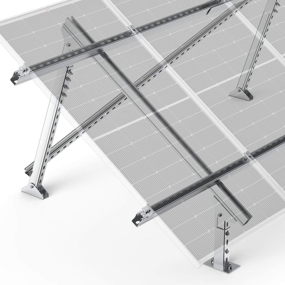 Solar Ground Mount | Fit MEGA 100/100 SLIM/MEGA 150 | Adjustable, Easy-to-Install Brackets for 1-4 Panels
