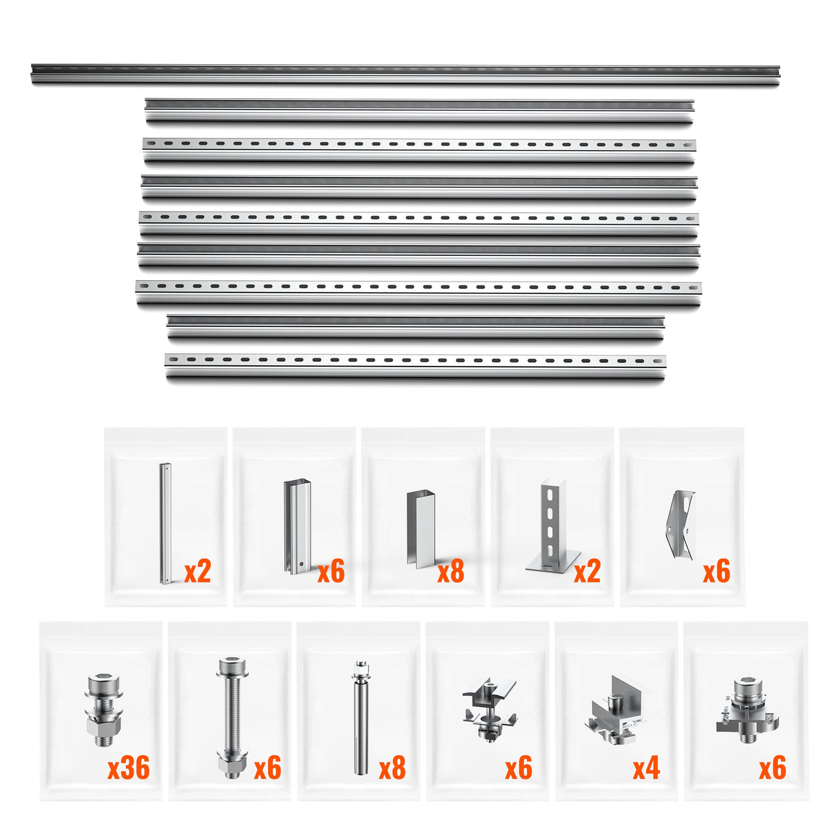 Solar Ground Mount | Fit MEGA 200/MEGA 220/MEGA 250 | Adjustable, Easy-to-Install Brackets for 1-4 Panels