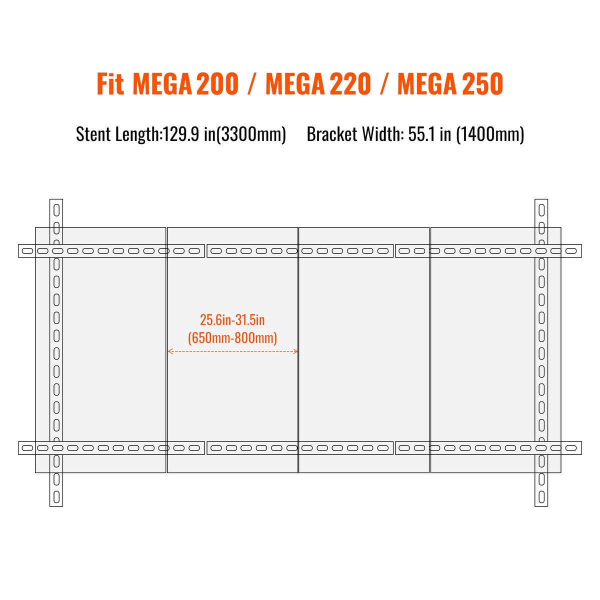 Solar Ground Mount | Fit MEGA 200/MEGA 220/MEGA 250 | Adjustable, Easy-to-Install Brackets for 1-4 Panels