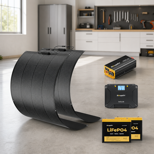 BougeRV 12V 400 Watt Flexible Solar System Kit lifestyle hero image