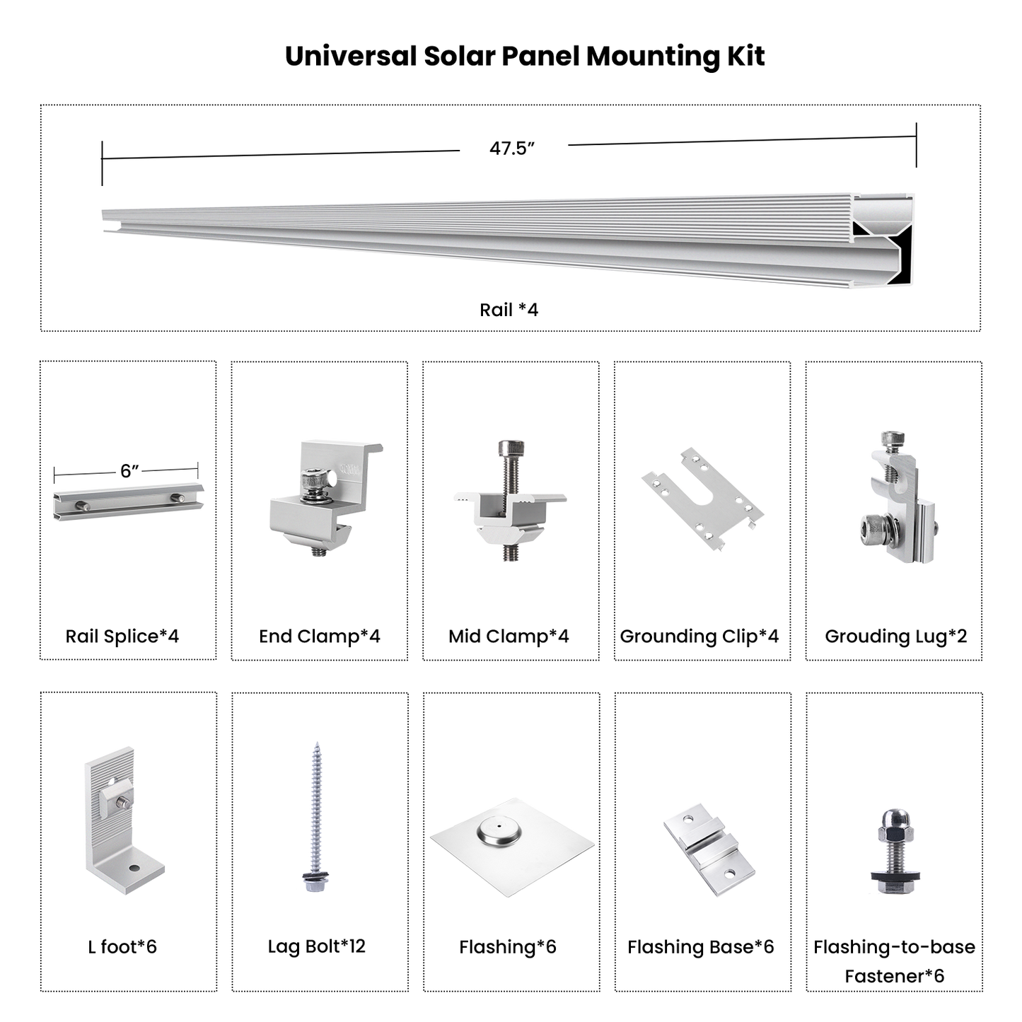 Nature's Generator Universal Solar Panel Mount For Metal Roofs Wood Studs Shingle Roofs Universal Surface Mount