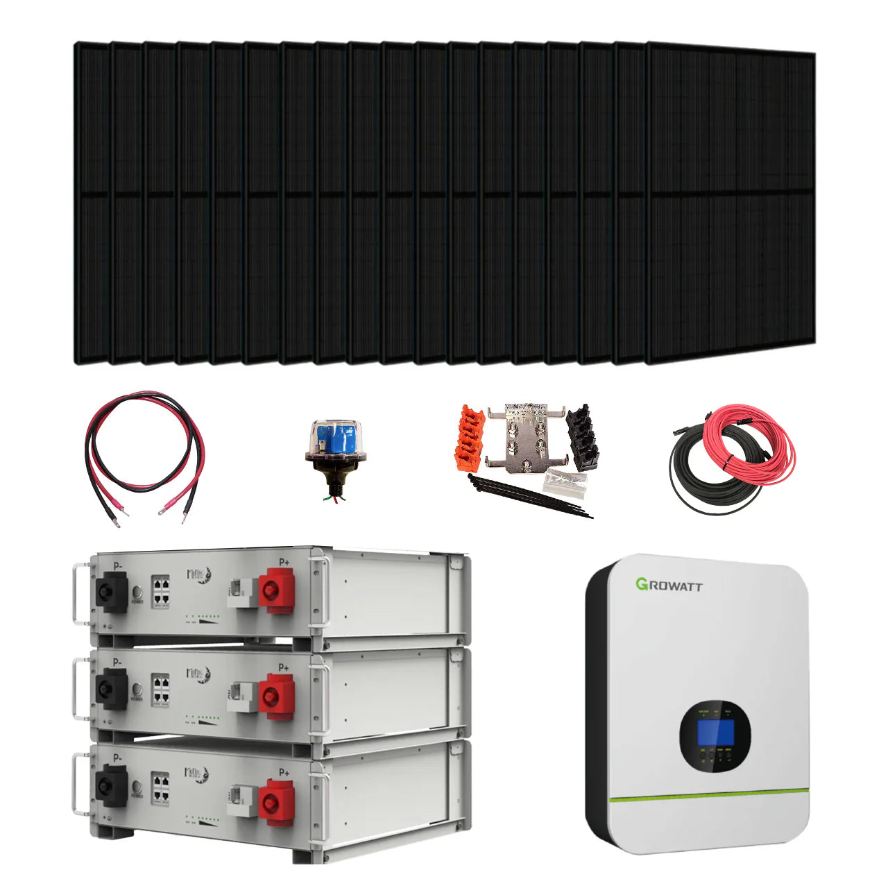 Growatt Complete Off-Grid Solar Kit KIT-GROWATT-01 with 3000W 120V Inverter and 15.36kWh 48V Battery