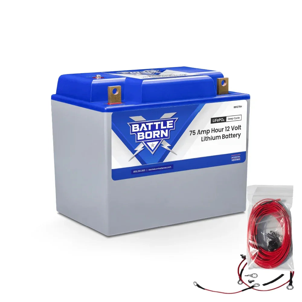 Battle Born 75Ah 12V Group 24 LiFePO4 Heated Battery Kit