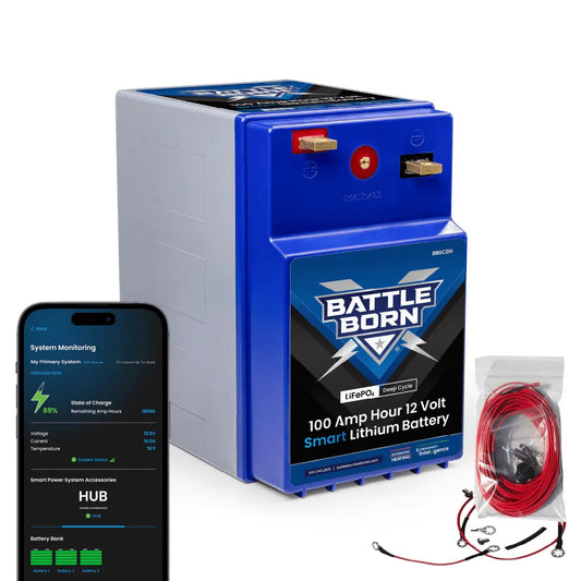 Battle Born 100Ah 12V GC2 Smart Heated LiFePO4 Deep Cycle Battery Kit
