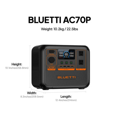 BLUETTI AC70P Portable Power Station | 1000W 864Wh