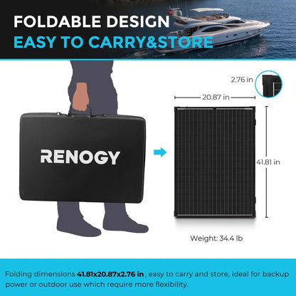 Renogy Solar Suitcase 200W 12V Monocrystalline Portable Solar Panel with Voyager