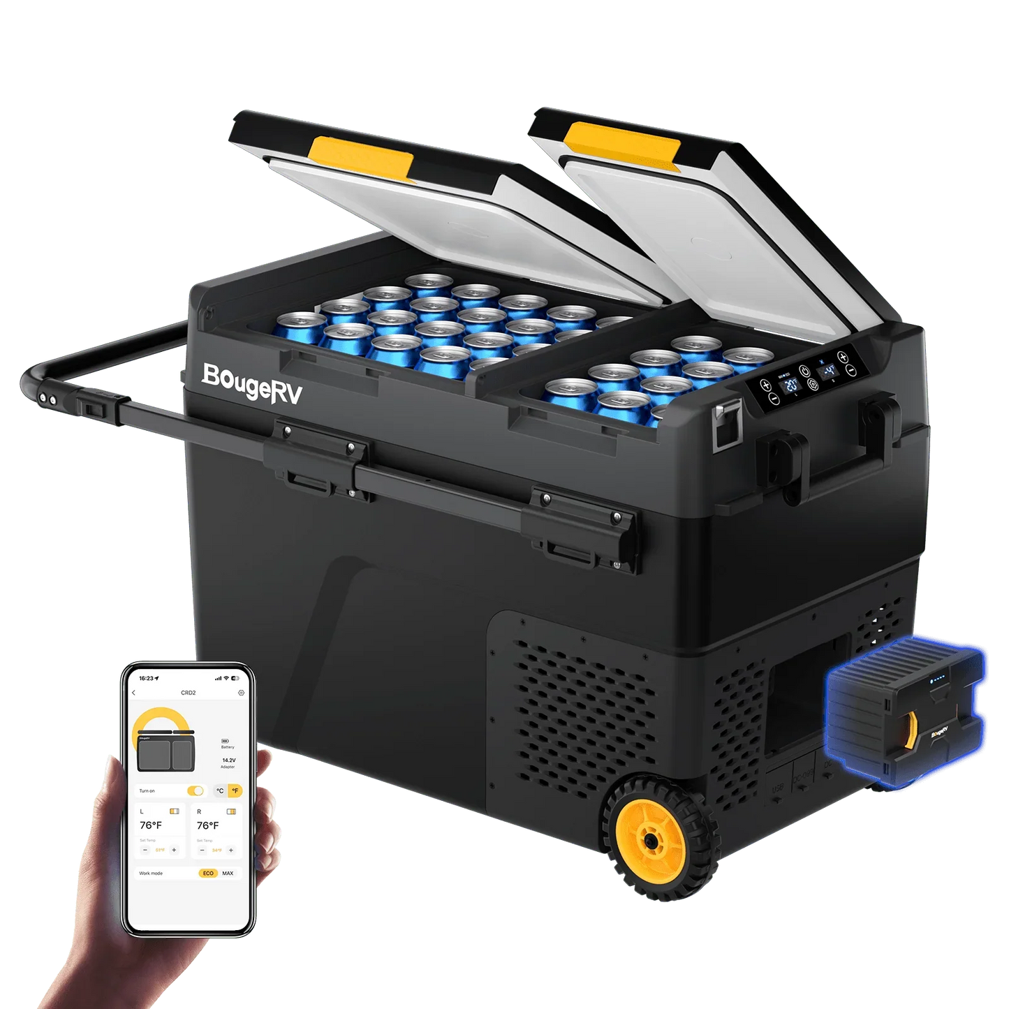 BougeRV CRD2 Dual Zone Solar Battery Portable Fridge Kit