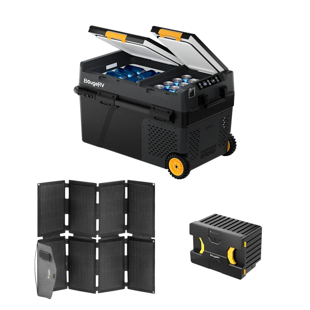 BougeRV CRD2 Dual Zone Solar Battery Portable Fridge Kit