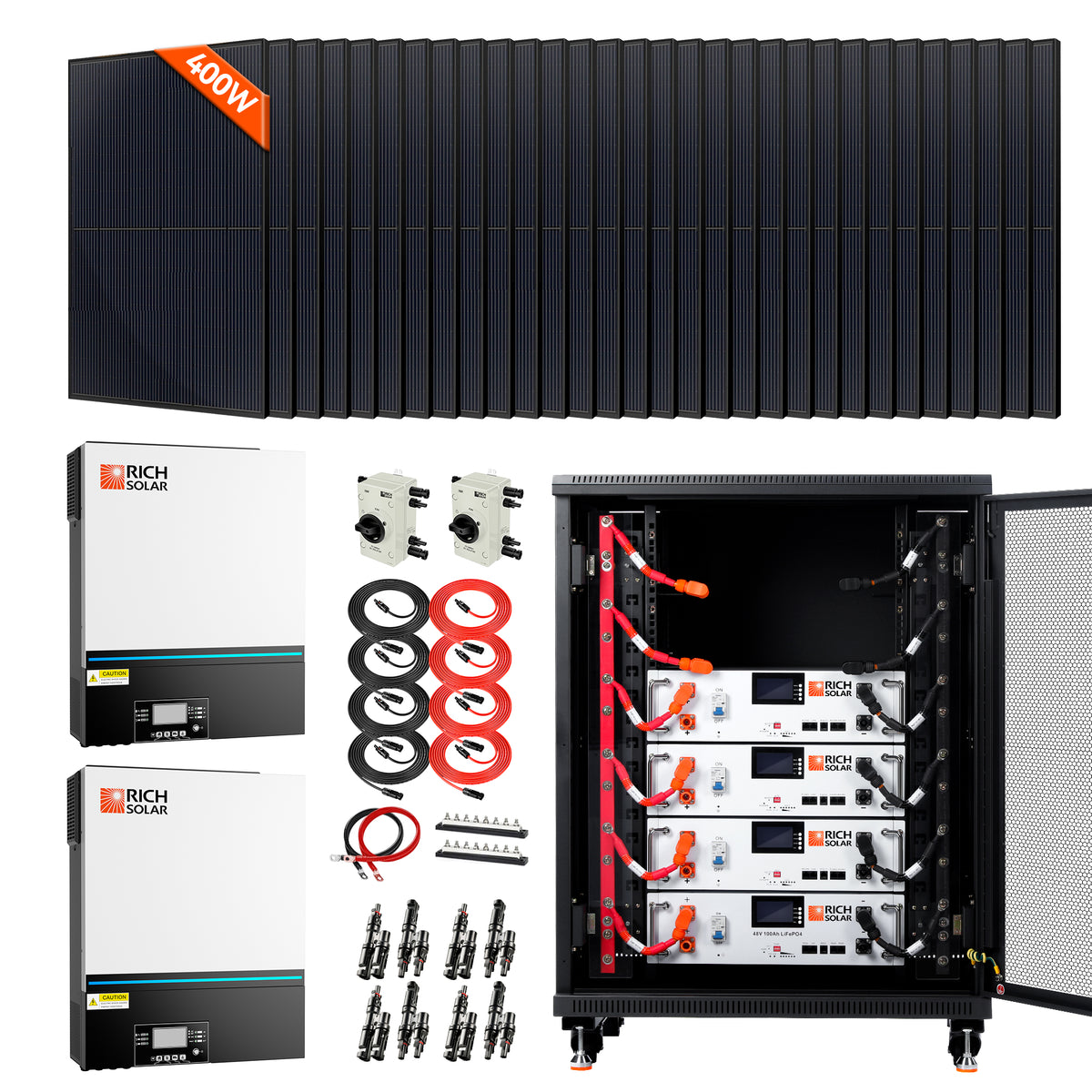 Complete Off-Grid Solar Kit | 13,000W 120/240V Output | 48VDC