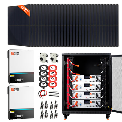 Complete Off-Grid Solar Kit | 13,000W 120/240V Output | 48VDC