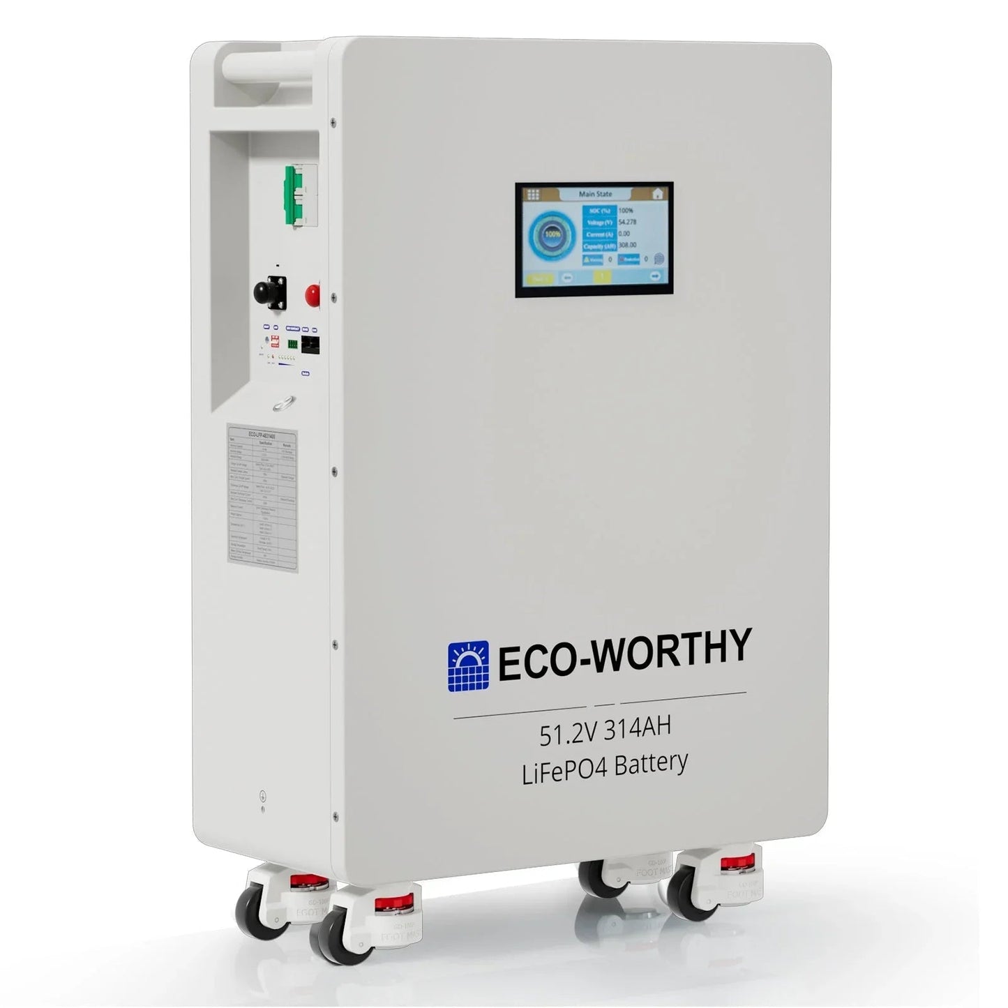 Eco-Worthy PowerMega 314 | 51.2V 314AH Lithium Battery 16kWh | Bluetooth & WiFi | Active Balance
