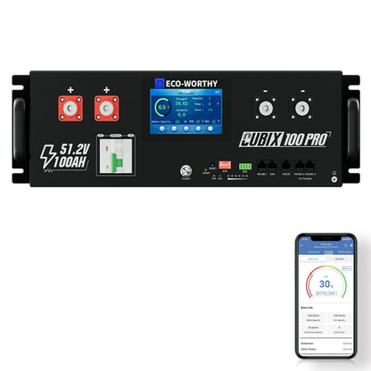 Eco-Worthy Cubix 100 Pro | 48V 100AH Server Rack Battery | Bluetooth & WiFi | Low-Temp Charge | 10 Years Warranty