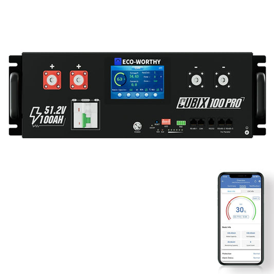 Eco-Worthy Cubix 100 Pro | 48V 100AH Server Rack Battery | Bluetooth & WiFi | Low-Temp Charge | 10 Years Warranty