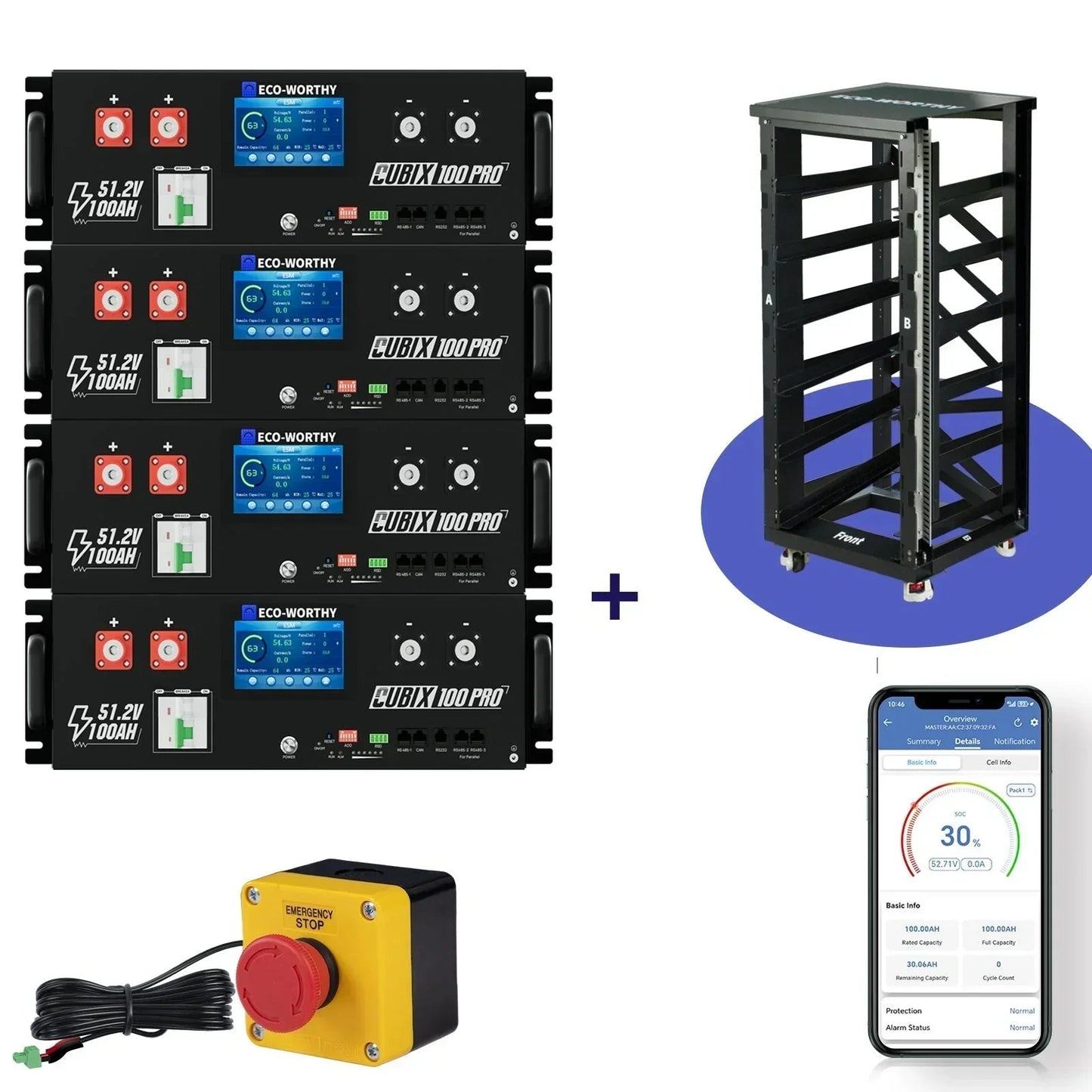 Eco-Worthy Cubix 100 Pro | 48V 100AH Server Rack Battery | Bluetooth & WiFi | Low-Temp Charge | 10 Years Warranty
