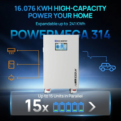 Eco-Worthy 5kW Home Backup Solar Power Bundle | 51.2V 314Ah Battery and 48V 5000w Off Grid Inverter