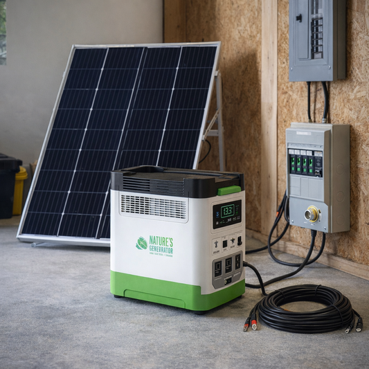 Lithium 1800 Solar Generator With Transfer Switch 1440Wh Backup Power Station 4 Or 6 Circuit — lifestyle hero image
