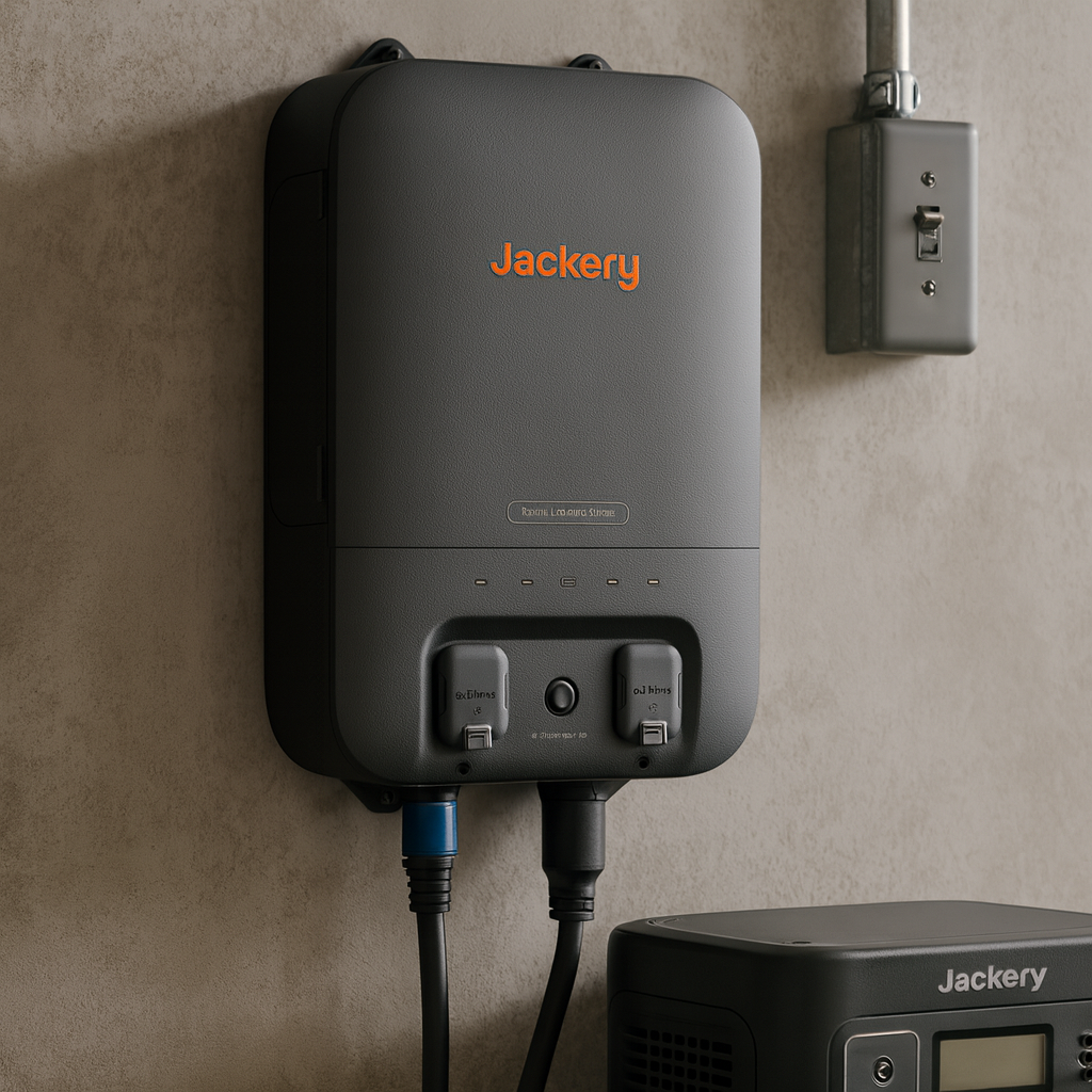 Jackery Smart Transfer Switch for Explorer 5000 Plus UPS Backup Power and Solar Integration lifestyle hero image