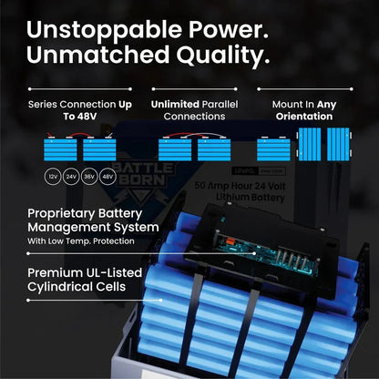 Battle Born 50Ah 24V LiFePO4 Deep Cycle Battery