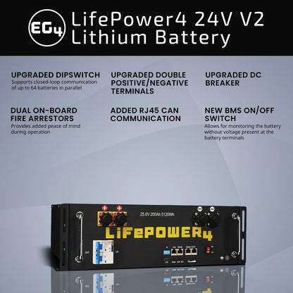 EG4 LifePower4 V2 | 24V 200AH Server Rack Battery | 10 Year Warranty