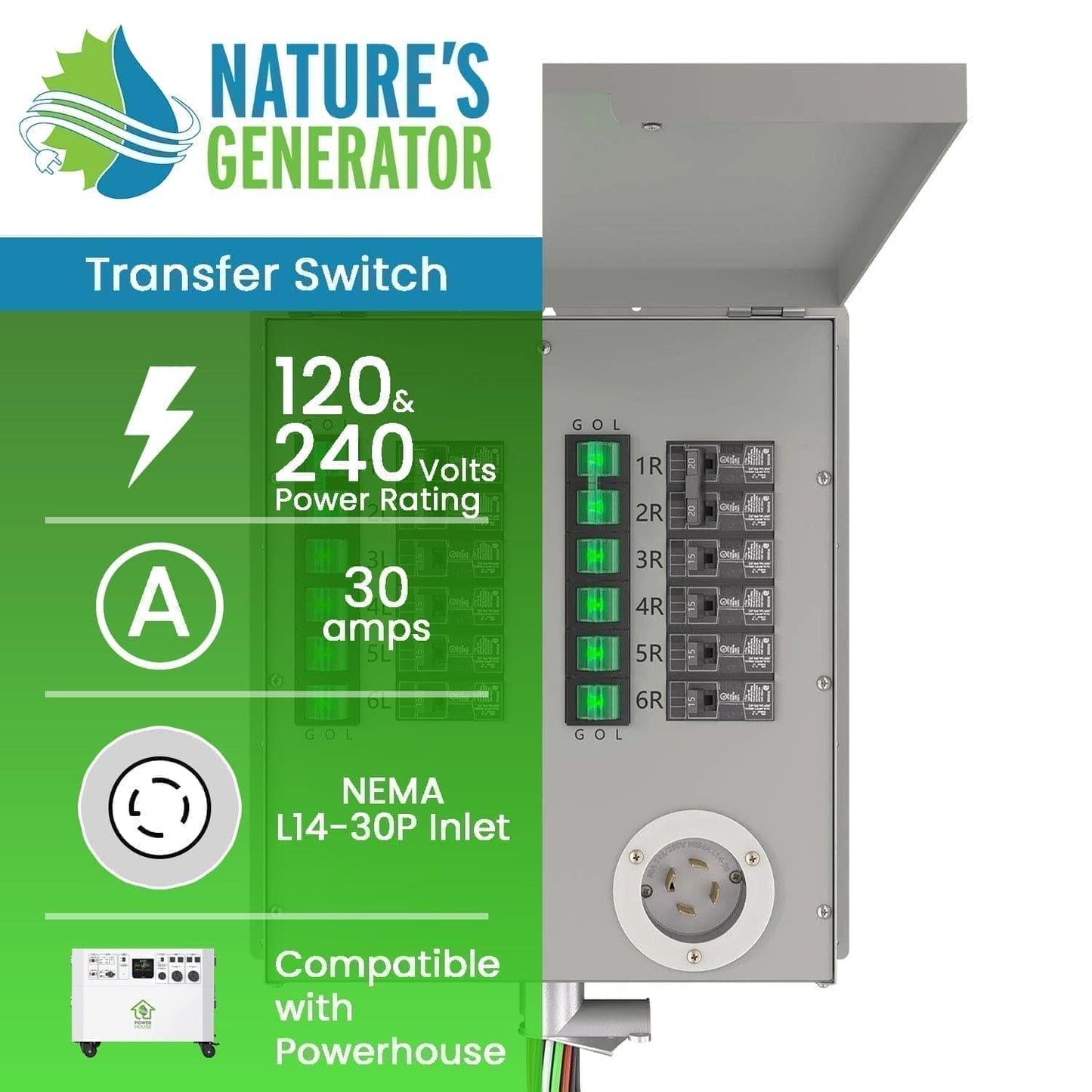 Reliance Controls 12-Circuit 120/240V 30A Non-Automatic Transfer Switch RXT12 Compatible with AFCI and GFCI Breakers