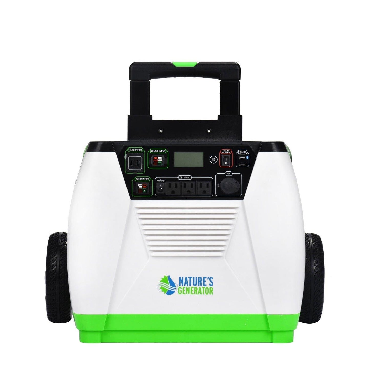Nature's Generator 1800W Power Station for Backup and Off Grid Living with Solar Wind or Alternating Current Charging