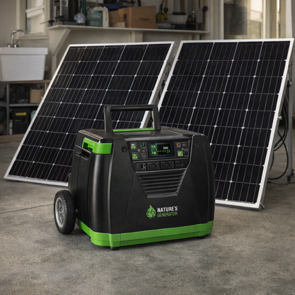 Nature's Generator Elite Gold System Solar Included Power System Off Grid Ready Model Elite — lifestyle hero image