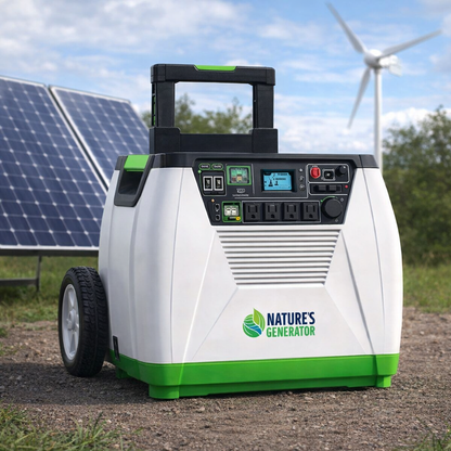 Nature's Generator 1800W Power Station for Backup and Off Grid Living with Solar Wind or Alternating Current Charging — lifestyle hero image