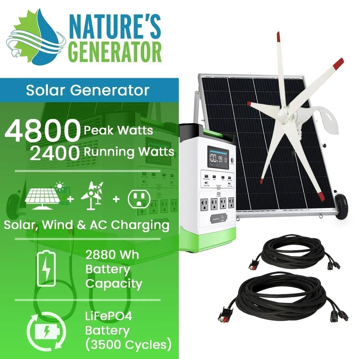 Nature's Generator Lithium 1800 Solar and Wind Generator
