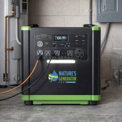 Nature's Generator Lithium 6000 Power Station For Home Backup And Off Grid Use 6000W Continuous Output 120 240V — lifestyle hero image