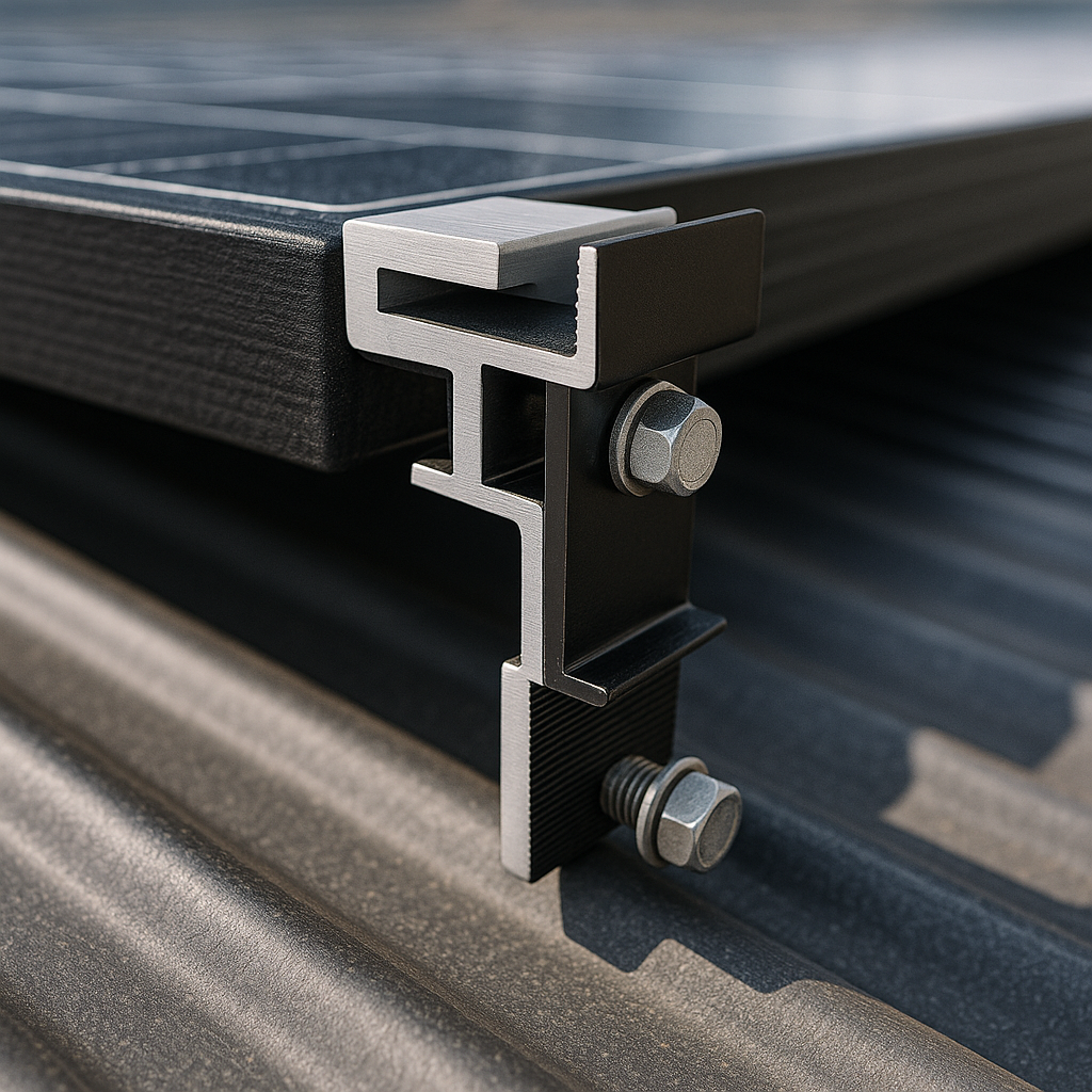 SunModo NanoRack End Bracket NanoRack-End for Rail-Less PV Arrays Preassembled Clamp System for Outer Modules lifestyle hero image