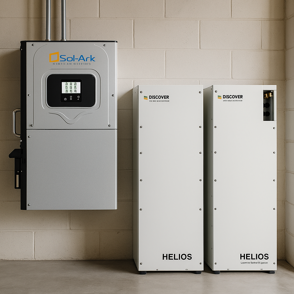 Sol-Ark 15K-2P Hybrid Inverter With Discover Helios 16kWh Batteries Bundle 32kWh Whole-Home Backup lifestyle hero image